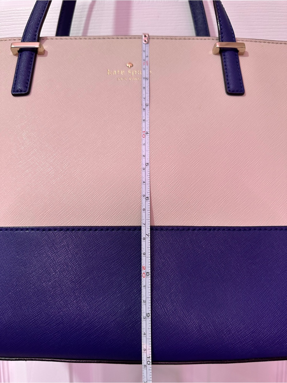 Like NEW Kate Spade leather Navy and Cream Tote - Picture 10 of 15